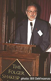 Wayne speaking at the Folger Shakespeare