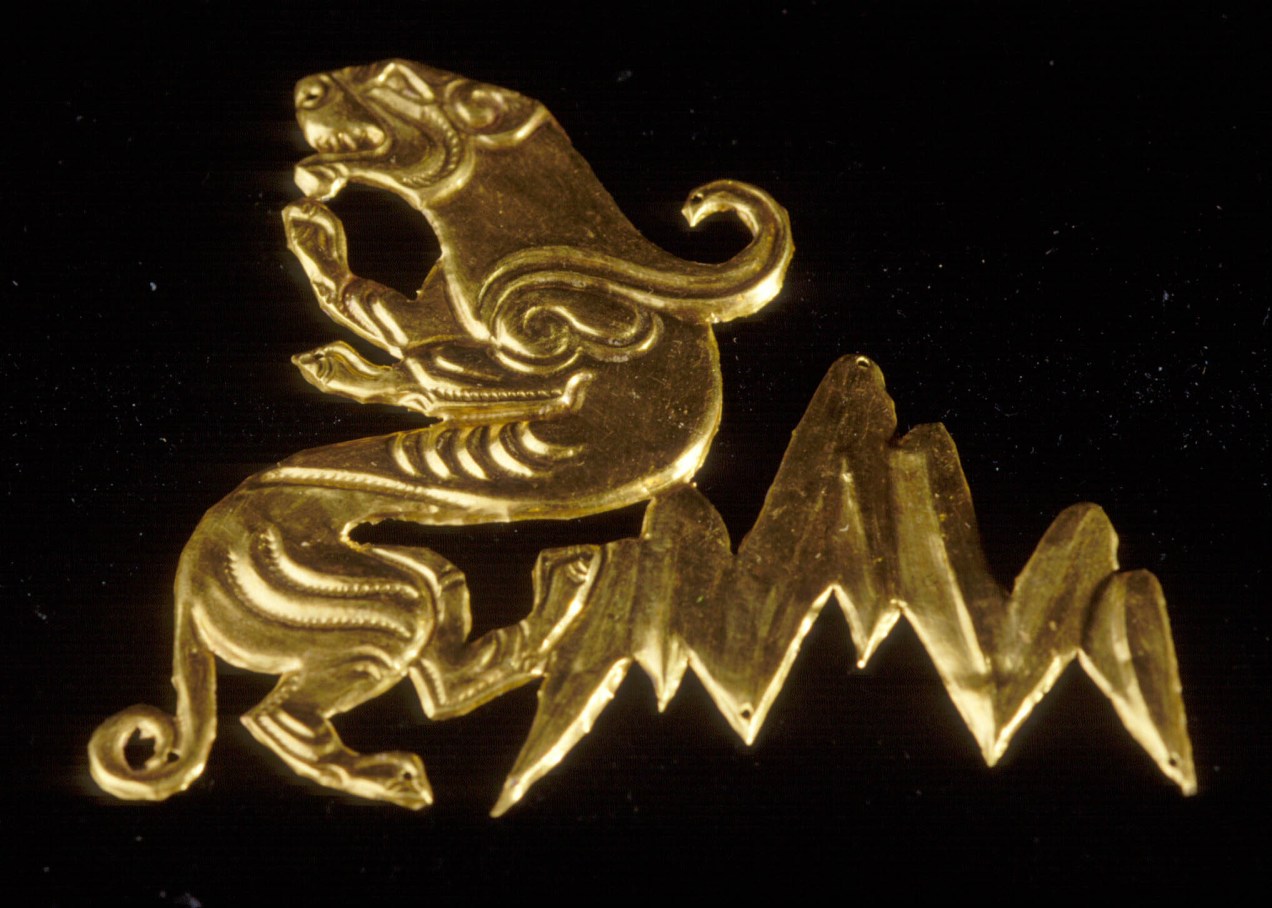 Golden Warrior, Kazakhstan, Snow Leopard, plaque, gold, mountains, 5th century B.C., Saka chieftain