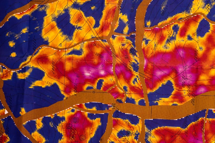 Sonar image, oil, gas, reserves, Gulf of Mexico, Abstract image.